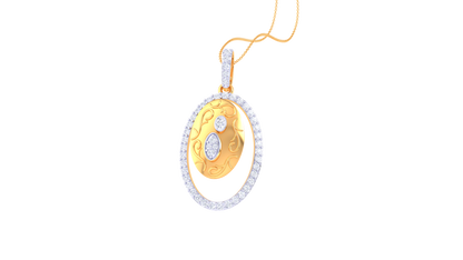Heritage Scroll Pendant In Yello Gold -  0.50 Ct  Brilliant Diamonds Halo