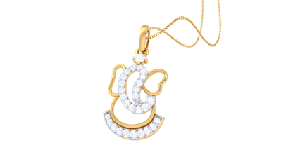 Divine Ganesha Pendant In Gold - 0.15 Ct Diamond Accents
