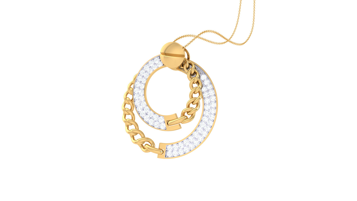 Interlinked Circle Pendant In Lustrous Gold – 0.43 Ct Diamonds