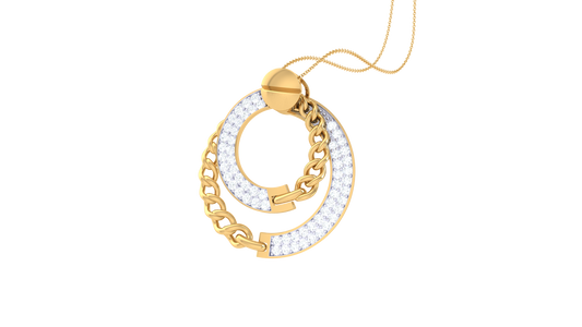 Interlinked Circle Pendant In Lustrous Gold – 0.43 Ct Diamonds