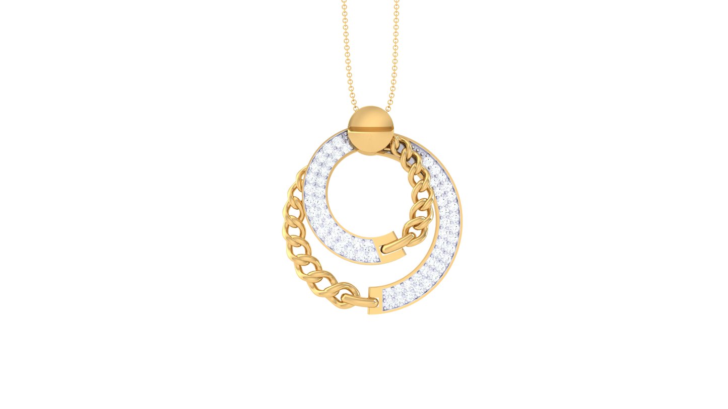 Interlinked Circle Pendant In Lustrous Gold – 0.43 Ct Diamonds