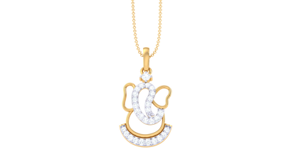 Divine Ganesha Pendant In Gold - 0.15 Ct Diamond Accents