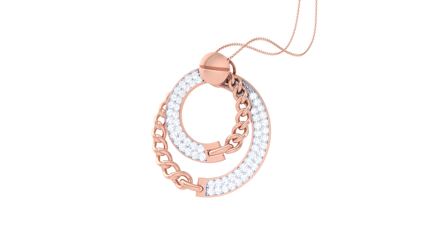 Interlinked Circle Pendant In Lustrous Gold – 0.43 Ct Diamonds