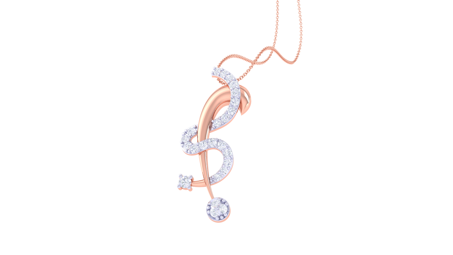 Graceful Twist Gold and Diamond Pendant – 0.19 Ct