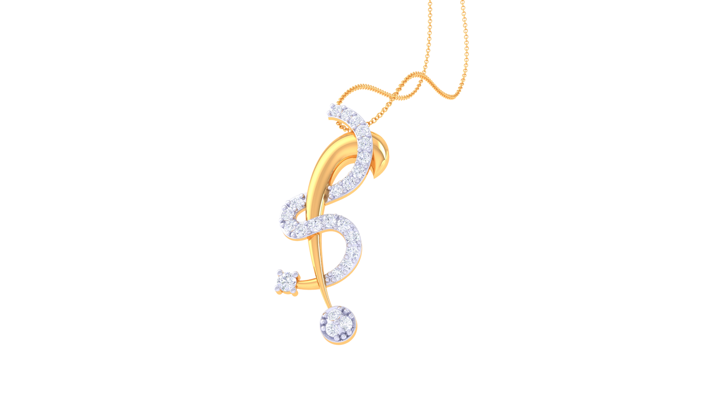 Graceful Twist Gold and Diamond Pendant – 0.19 Ct