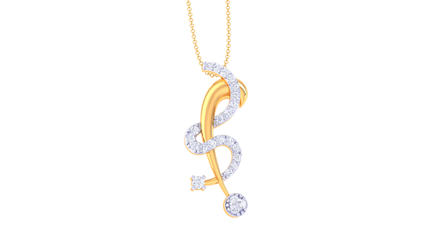 Graceful Twist Gold and Diamond Pendant – 0.19 Ct