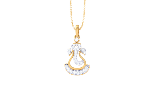 Radiant Ganesha Pendant In Gold - 0.17 Ct Dazzling Diamond Embellishments