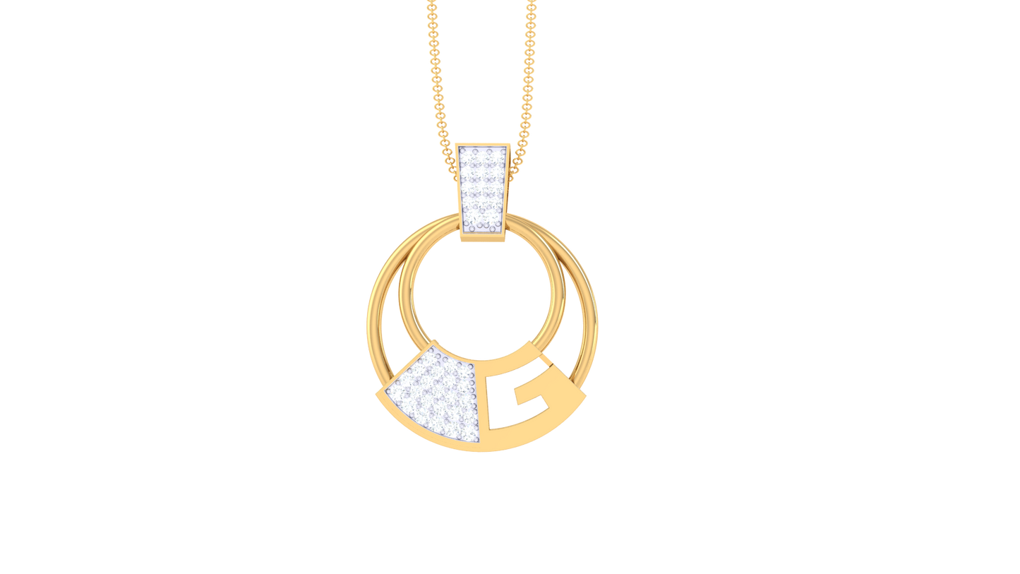 Geometric Elegance Circle Pendant In Gold - 0.40 Ct Diamonds