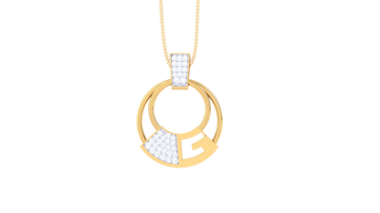 Geometric Elegance Circle Pendant In Gold - 0.40 Ct Diamonds