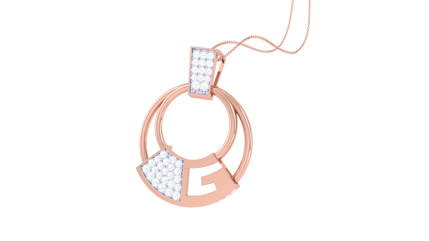 Geometric Elegance Circle Pendant In Gold - 0.40 Ct Diamonds