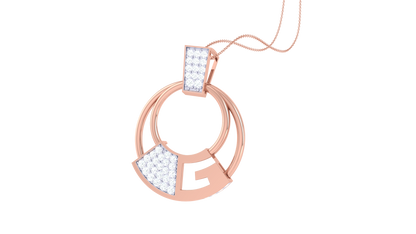Geometric Elegance Circle Pendant In Gold - 0.40 Ct Diamonds