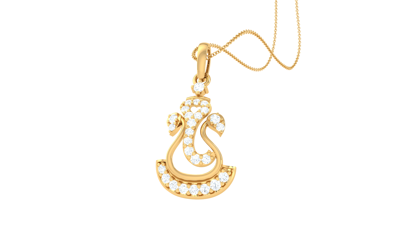 Radiant Ganesha Pendant In Gold - 0.17 Ct Dazzling Diamond Embellishments