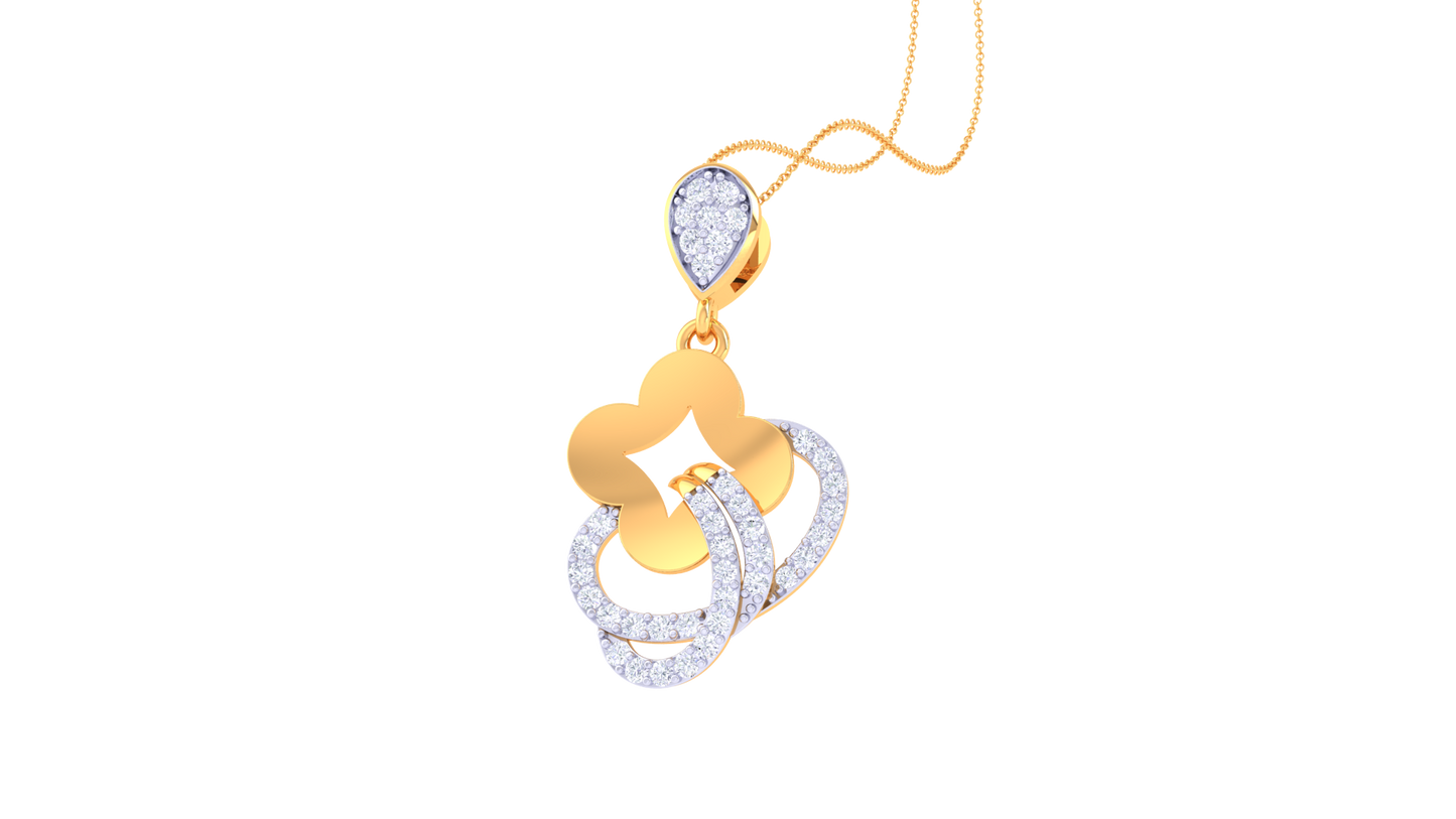 0.31 Ct - Elegant Teardrop Diamond Pendant in Gold