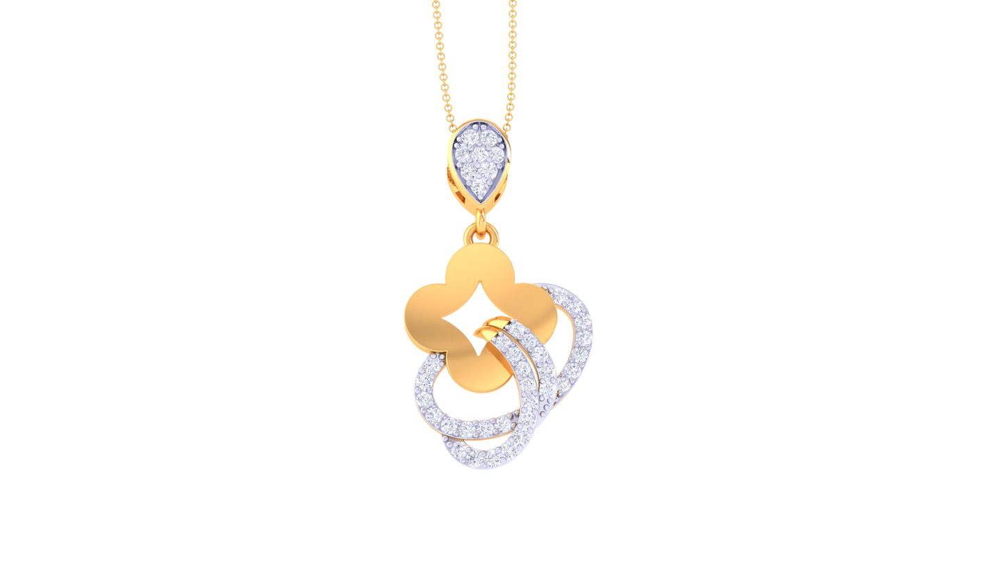 0.31 Ct - Elegant Teardrop Diamond Pendant in Gold