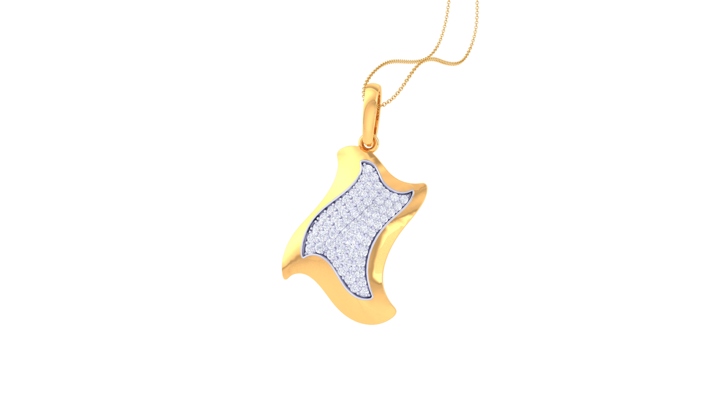 Eclat Curve - Abstract Gold Pendant With 0.50 Ct Diamonds