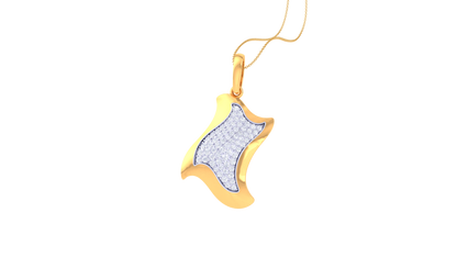 Eclat Curve - Abstract Gold Pendant With 0.50 Ct Diamonds