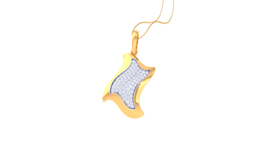 Eclat Curve - Abstract Gold Pendant With 0.50 Ct Diamonds