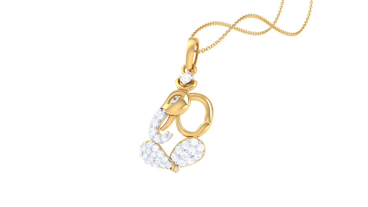 Divine Ganesha Pendant In Gold - 0.20 Ct Brilliant Cut Diamonds