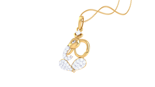 Divine Ganesha Pendant In Gold - 0.20 Ct Brilliant Cut Diamonds
