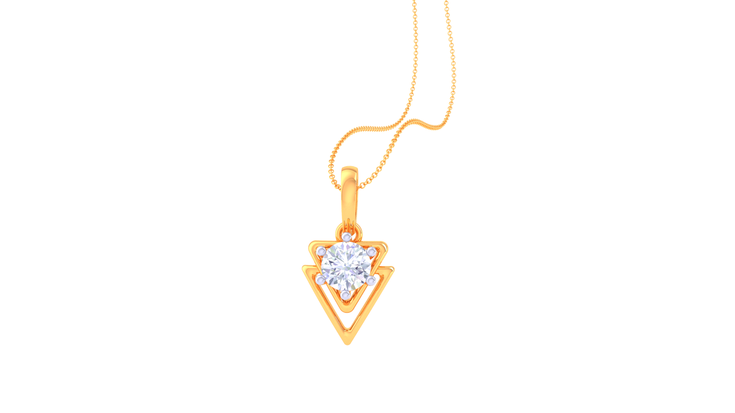 Nested Triangle Golden Pendent – 0.59 Ct Diamond