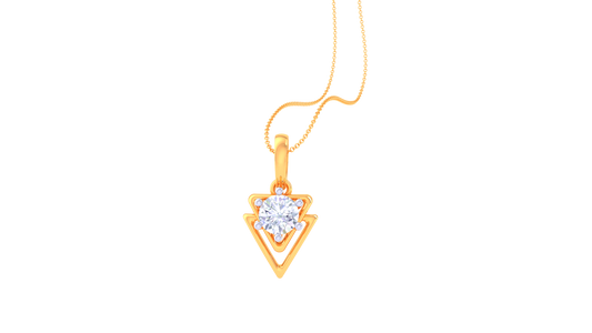 Nested Triangle Golden Pendent – 0.59 Ct Diamond