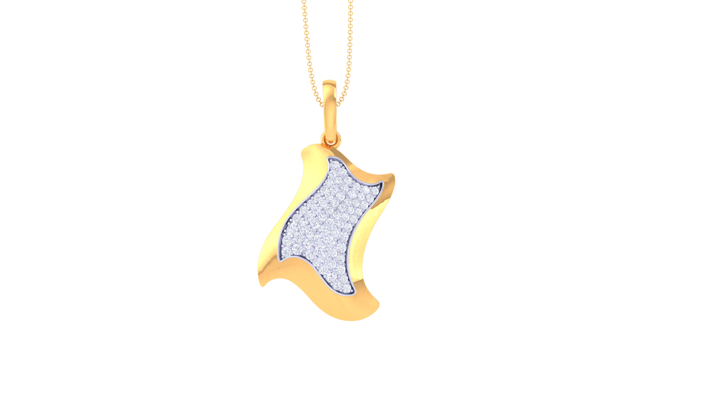 Eclat Curve - Abstract Gold Pendant With 0.50 Ct Diamonds