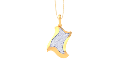 Eclat Curve - Abstract Gold Pendant With 0.50 Ct Diamonds