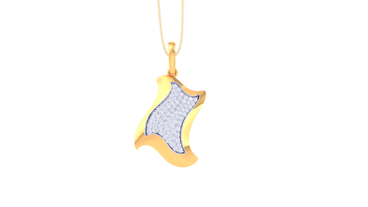 Eclat Curve - Abstract Gold Pendant With 0.50 Ct Diamonds