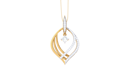 Elegant Leaf Motif Gold Pendant – 0.70 Ct Brilliant Diamonds