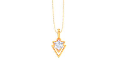 Nested Triangle Golden Pendent – 0.59 Ct Diamond