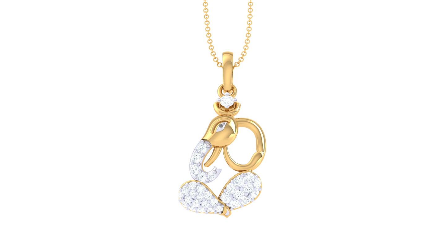 Divine Ganesha Pendant In Gold - 0.20 Ct Brilliant Cut Diamonds