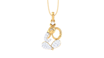 Divine Ganesha Pendant In Gold - 0.20 Ct Brilliant Cut Diamonds