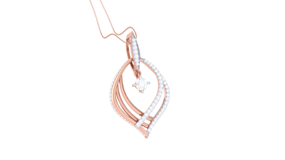 Elegant Leaf Motif Gold Pendant – 0.70 Ct Brilliant Diamonds