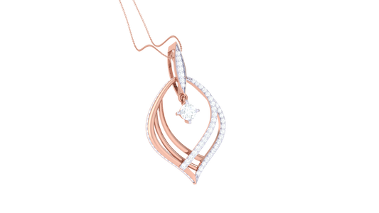 Elegant Leaf Motif Gold Pendant – 0.70 Ct Brilliant Diamonds