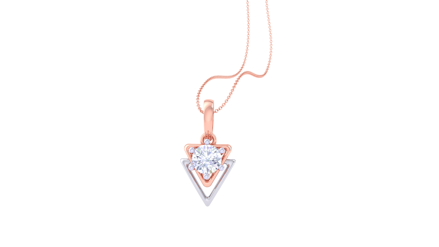 Nested Triangle Golden Pendent – 0.59 Ct Diamond
