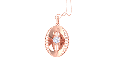 Art Deco Oval Pendant In Gold - 0.59 Ct Brilliant Cut Diamond