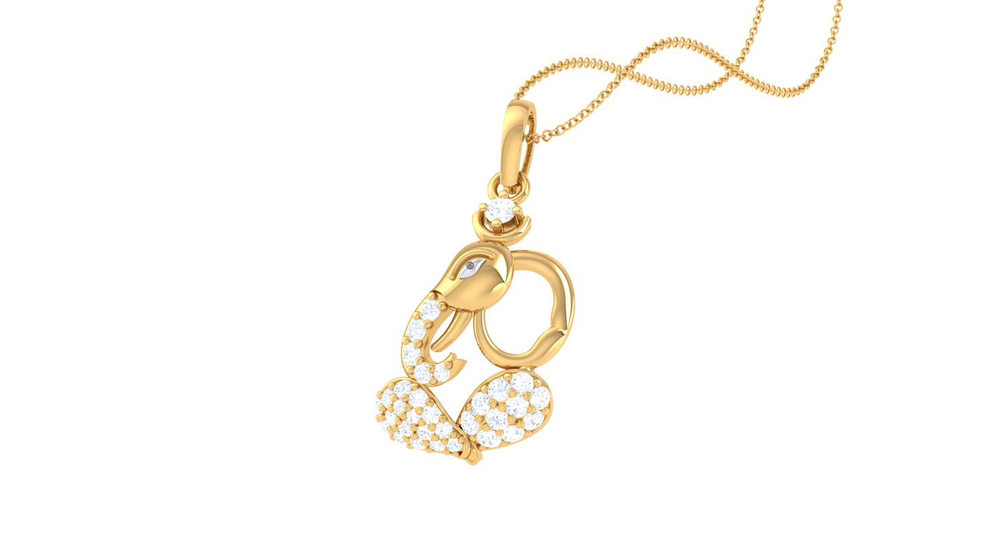 Divine Ganesha Pendant In Gold - 0.20 Ct Brilliant Cut Diamonds