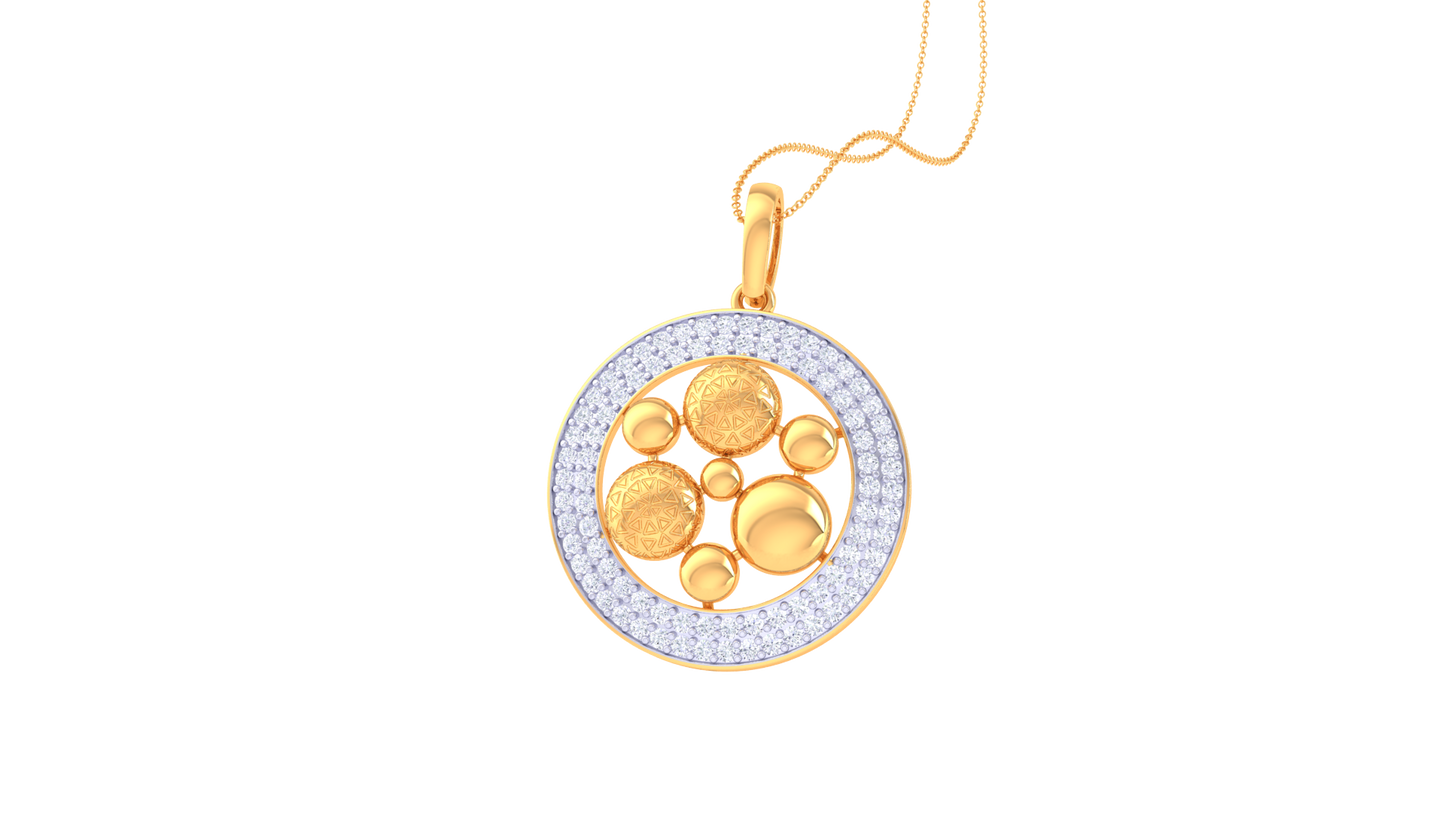 Bright Sun Gold and Diamon Pendent - 0.69 Ct