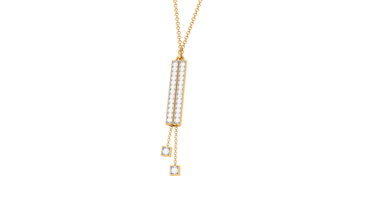 Geometric Drop Pendant With Dual Dangling Diamonds In Gold – 0.19 Ct