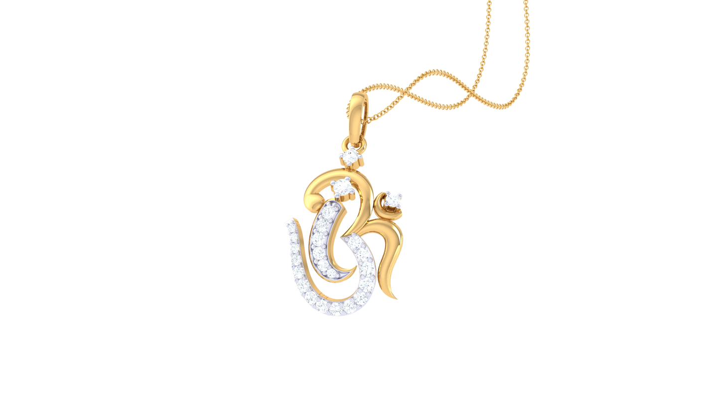 Om Diamond Pendant On 18K Gold – 0.17 Ct Brilliant Cut Sparkle