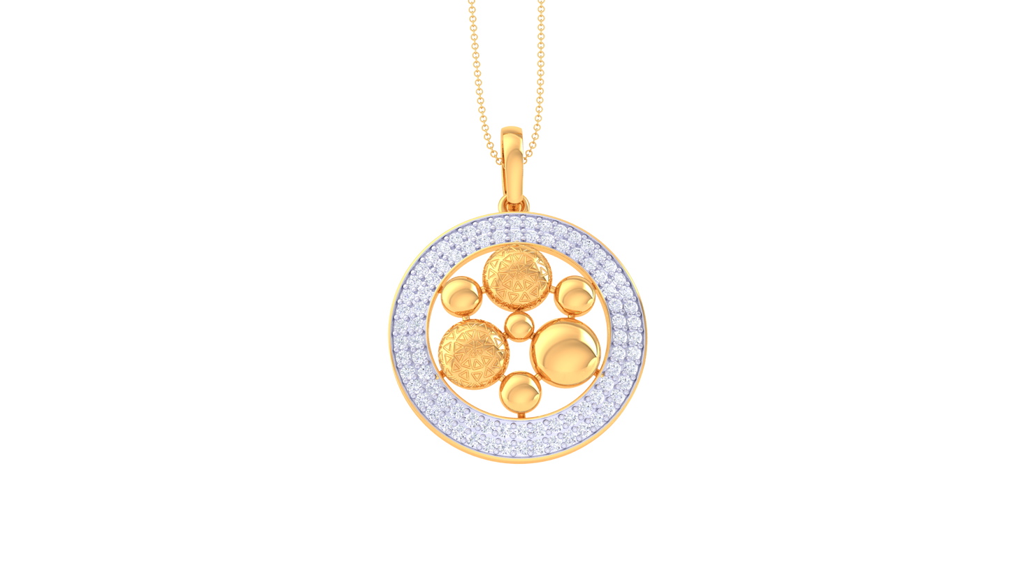 Bright Sun Gold and Diamon Pendent - 0.69 Ct