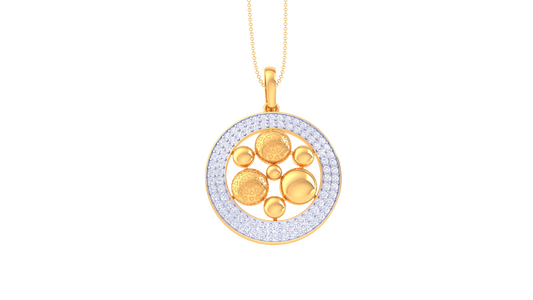 Bright Sun Gold and Diamon Pendent - 0.69 Ct