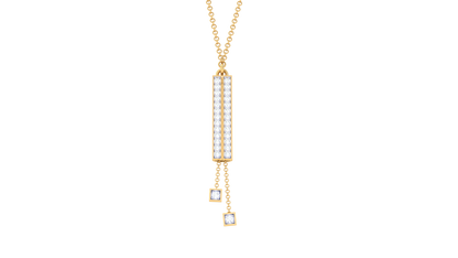 Geometric Drop Pendant With Dual Dangling Diamonds In Gold – 0.19 Ct