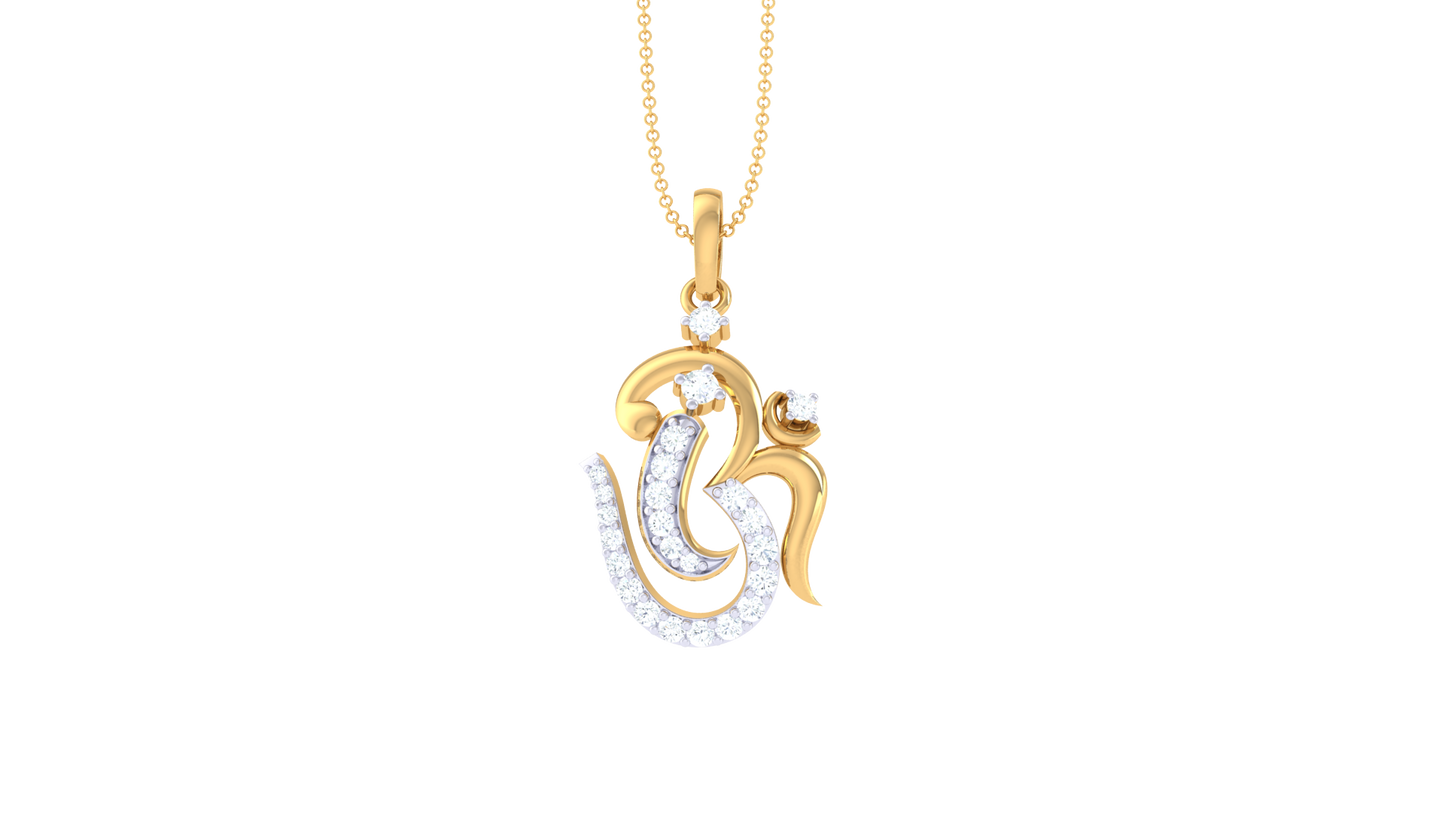 Om Diamond Pendant On 18K Gold – 0.17 Ct Brilliant Cut Sparkle
