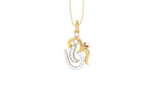 Om Diamond Pendant On 18K Gold – 0.17 Ct Brilliant Cut Sparkle