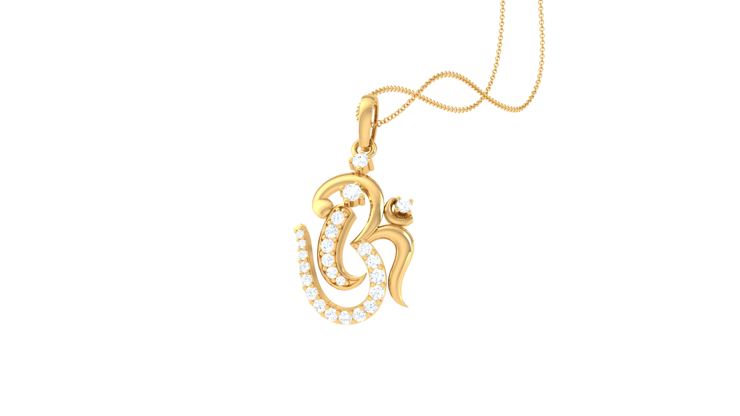 Om Diamond Pendant On 18K Gold – 0.17 Ct Brilliant Cut Sparkle
