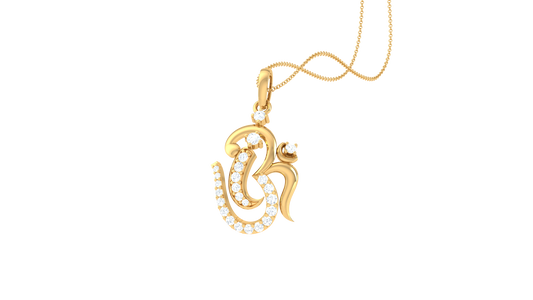Om Diamond Pendant On 18K Gold – 0.17 Ct Brilliant Cut Sparkle
