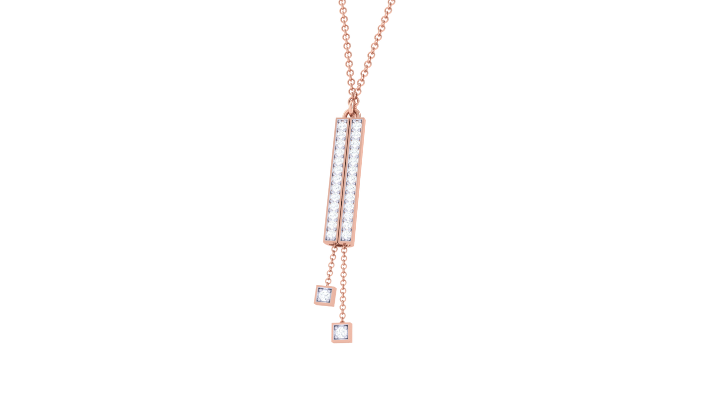 Geometric Drop Pendant With Dual Dangling Diamonds In Gold – 0.19 Ct