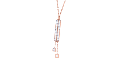 Geometric Drop Pendant With Dual Dangling Diamonds In Gold – 0.19 Ct