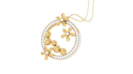 Blooming Orbit Pendant – 0.78 Ct Diamonds and Gold Accents